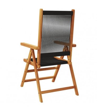 vidaXL Reclining Folding Chairs 8 pcs Black Solid Wood Acacia