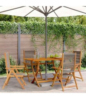 vidaXL Reclining Folding Chairs 4 pcs Grey Solid Wood Acacia