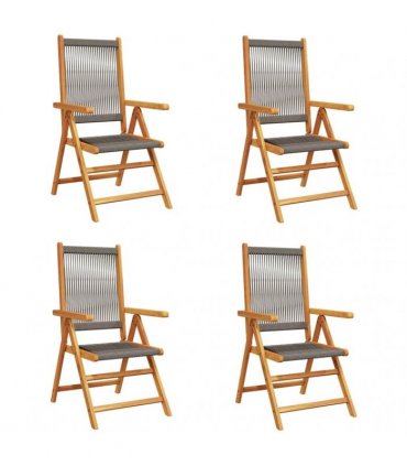 vidaXL Reclining Folding Chairs 4 pcs Grey Solid Wood Acacia