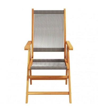 vidaXL Reclining Folding Chairs 4 pcs Grey Solid Wood Acacia
