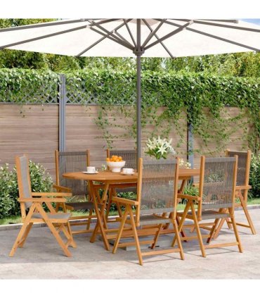 vidaXL Reclining Folding Chairs 6 pcs Grey Solid Wood Acacia