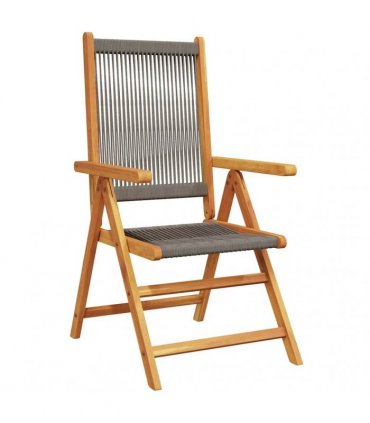 vidaXL Reclining Folding Chairs 6 pcs Grey Solid Wood Acacia