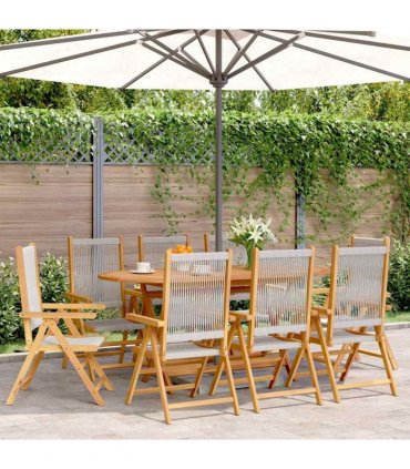 vidaXL Reclining Folding Chairs 8 pcs Grey Solid Wood Acacia