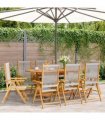 vidaXL Reclining Folding Chairs 8 pcs Grey Solid Wood Acacia