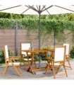 vidaXL Reclining Folding Chairs 4 pcs Cream White Fabric&Solid Wood