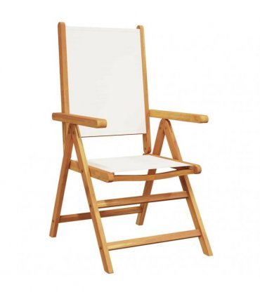 vidaXL Reclining Folding Chairs 6 pcs Cream White Fabric&Solid Wood
