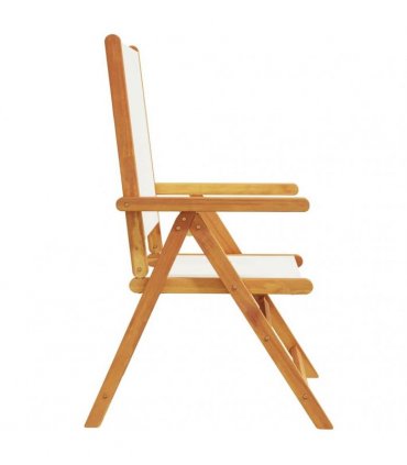 vidaXL Reclining Folding Chairs 6 pcs Cream White Fabric&Solid Wood