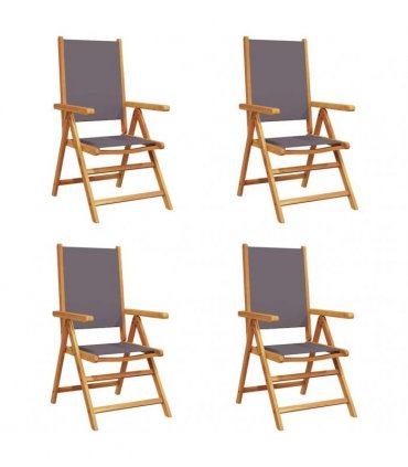 vidaXL Reclining Folding Chairs 4 pcs Anthracite Fabric and Solid Wood