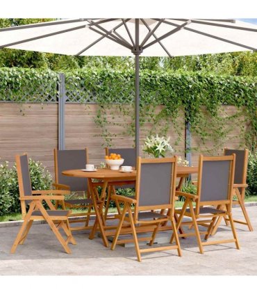 vidaXL Reclining Folding Chairs 6 pcs Anthracite Fabric and Solid Wood