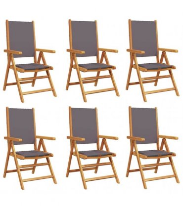 vidaXL Reclining Folding Chairs 6 pcs Anthracite Fabric and Solid Wood