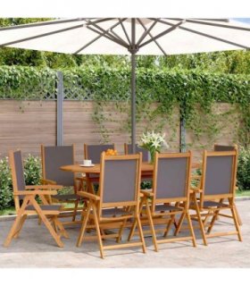 vidaXL Reclining Folding Chairs 8 pcs Anthracite Fabric and Solid Wood