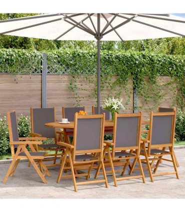 vidaXL Reclining Folding Chairs 8 pcs Anthracite Fabric and Solid Wood