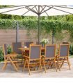 vidaXL Reclining Folding Chairs 8 pcs Anthracite Fabric and Solid Wood