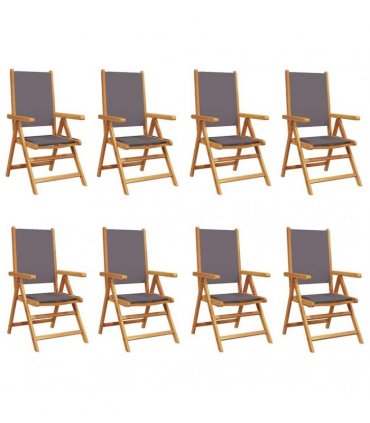 vidaXL Reclining Folding Chairs 8 pcs Anthracite Fabric and Solid Wood