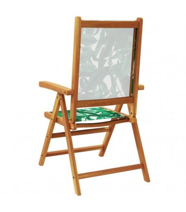 vidaXL Reclining Folding Chairs 4 pcs Green Fabric and Solid Wood