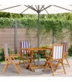 vidaXL Reclining Folding Chairs 4 pcs Blue and White Fabric&Solid Wood