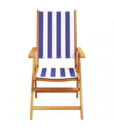 vidaXL Reclining Folding Chairs 6 pcs Blue and White Fabric&Solid Wood