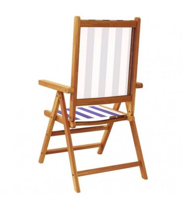 vidaXL Reclining Folding Chairs 6 pcs Blue and White Fabric&Solid Wood