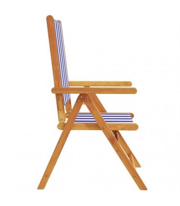 vidaXL Reclining Folding Chairs 6 pcs Blue and White Fabric&Solid Wood