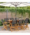 vidaXL Folding Chairs 8 pcs Black Poly Rattan and Solid Wood
