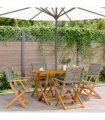 vidaXL Folding Chairs 4 pcs Grey Poly Rattan and Solid Wood