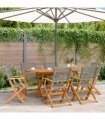 vidaXL Folding Chairs 6 pcs Grey Poly Rattan and Solid Wood