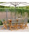vidaXL Folding Chairs 8 pcs Grey Poly Rattan and Solid Wood