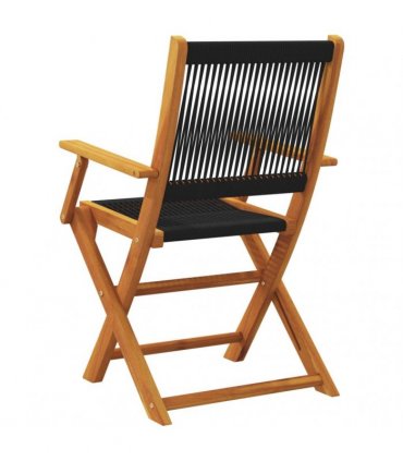 vidaXL Folding Chairs 4 pcs Black Solid Wood Acacia