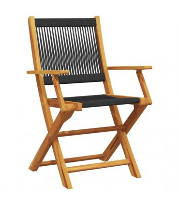 vidaXL Folding Chairs 6 pcs Black Solid Wood Acacia