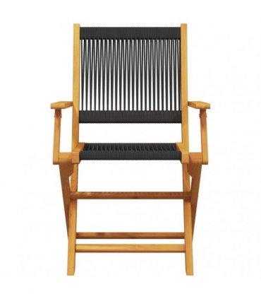 vidaXL Folding Chairs 6 pcs Black Solid Wood Acacia