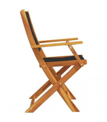 vidaXL Folding Chairs 6 pcs Black Solid Wood Acacia