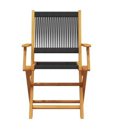 vidaXL Folding Chairs 8 pcs Black Solid Wood Acacia