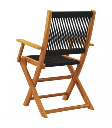 vidaXL Folding Chairs 8 pcs Black Solid Wood Acacia