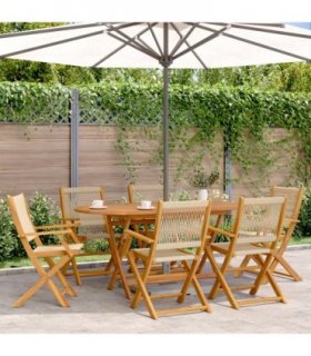 vidaXL Folding Chairs 6 pcs Beige Solid Wood Acacia