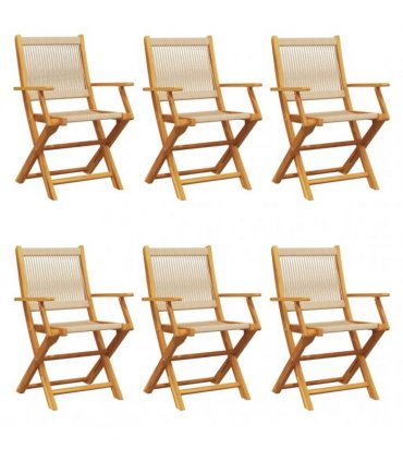 vidaXL Folding Chairs 6 pcs Beige Solid Wood Acacia