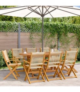 vidaXL Folding Chairs 8 pcs Beige Solid Wood Acacia