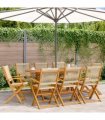 vidaXL Folding Chairs 8 pcs Beige Solid Wood Acacia