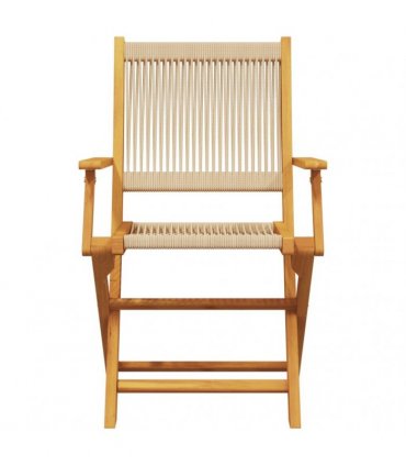 vidaXL Folding Chairs 8 pcs Beige Solid Wood Acacia