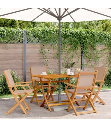 vidaXL Folding Chairs 4 pcs Taupe Fabric and Solid Wood