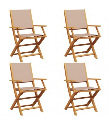 vidaXL Folding Chairs 4 pcs Taupe Fabric and Solid Wood