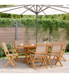 vidaXL Folding Chairs 6 pcs Taupe Fabric and Solid Wood