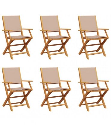 vidaXL Folding Chairs 6 pcs Taupe Fabric and Solid Wood