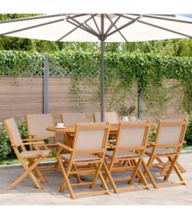 vidaXL Folding Chairs 8 pcs Taupe Fabric and Solid Wood