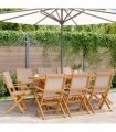 vidaXL Folding Chairs 8 pcs Taupe Fabric and Solid Wood