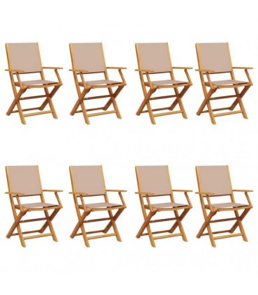vidaXL Folding Chairs 8 pcs Taupe Fabric and Solid Wood