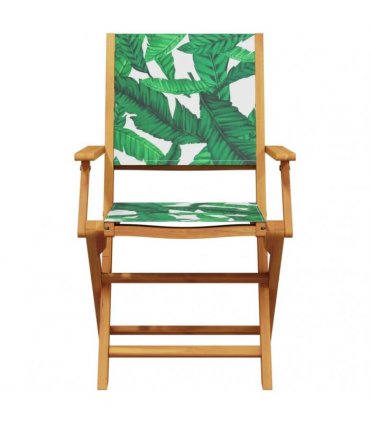 vidaXL Folding Chairs 4 pcs Green Fabric and Solid Wood