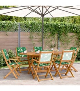 vidaXL Folding Chairs 6 pcs Green Fabric and Solid Wood