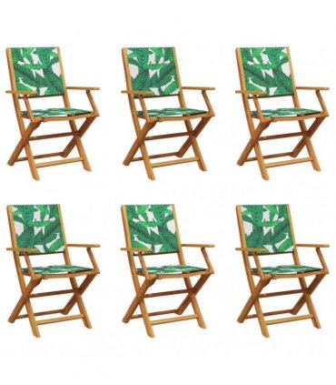 vidaXL Folding Chairs 6 pcs Green Fabric and Solid Wood
