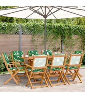 vidaXL Folding Chairs 8 pcs Green Fabric and Solid Wood