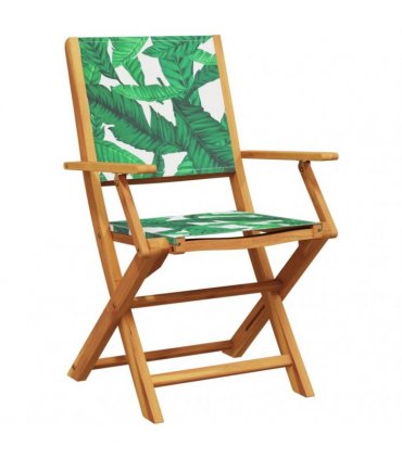 vidaXL Folding Chairs 8 pcs Green Fabric and Solid Wood